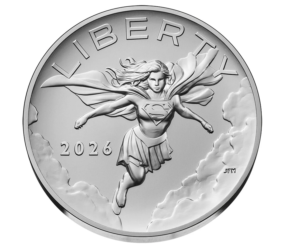 Supergirl 2.5-ounce silver medal obverse