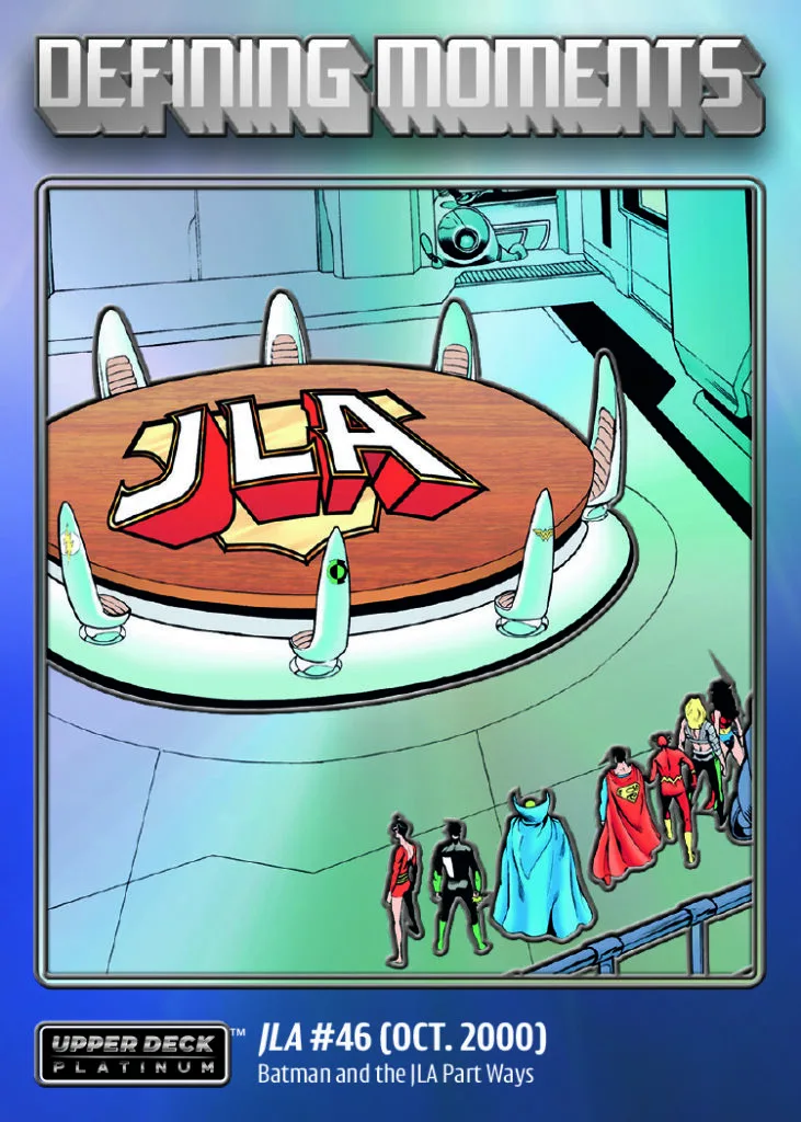 Justice League Defining Moments card from Upper Deck Platinum: DC