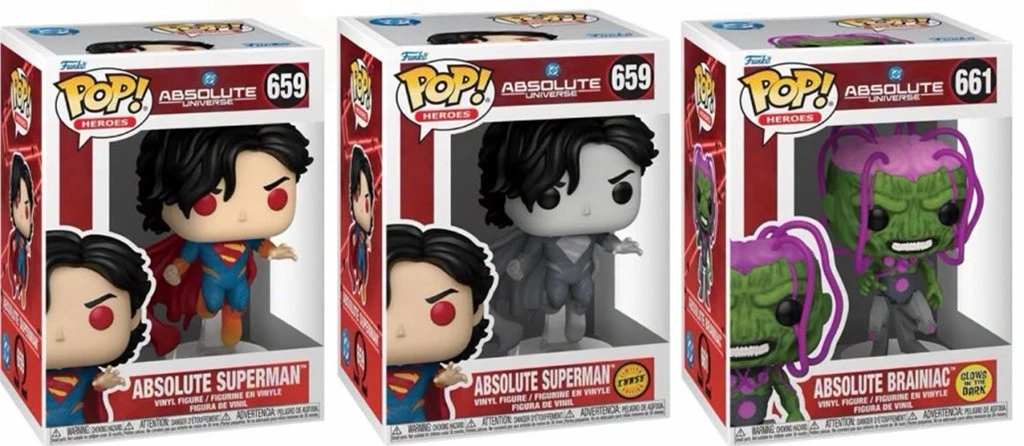 Funko POP! Absolute Superman, Absolute Superman Chase and Absolute Brainiac